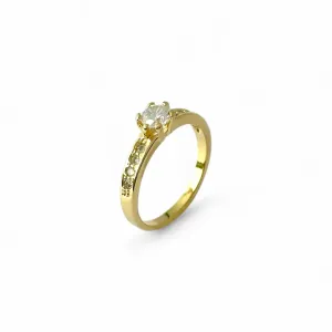 Anel Estilo Solitário Banhado a Ouro 18k Pedra na Lateral
