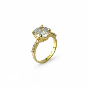 Anel Estilo Solitário Banhado a Ouro 18k Zircônia Grande