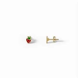 Brinco Infantil Banhado a Ouro 18K Morango