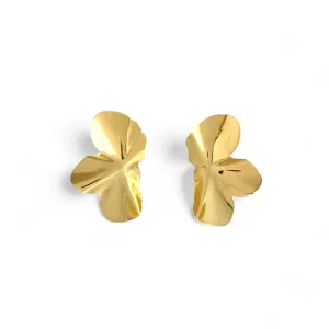 Brinco Meia Flor Lisa Banhado a Ouro 18K