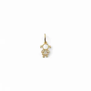Pingente Menina Banhado a Ouro 18K Zircônia- 1,5 cm