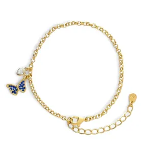 Pulseira Borboleta Azul Banhada a Ouro 18K Zircônia
