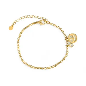 Pulseira  Medalha Emoji Zircônia Banhado a Ouro 18K