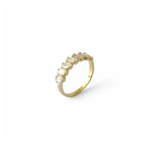 Anel 7 Pedras Banhado a Ouro 18K Zircônia