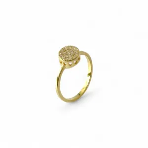 Anel Estilo Solitário Chuveirinho Banhado a Ouro 18K