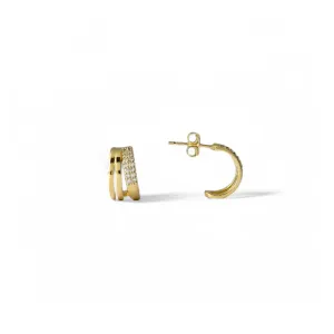 Brinco Argola Aberta Banhado a Ouro 18k Lisa/Zircônias