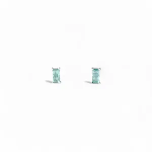 Brinco Azul Tiffany Prata 925 com Zircônia Retangular