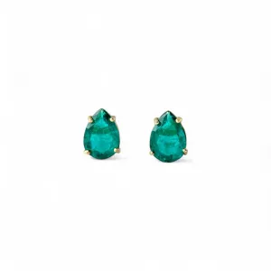 Brinco Gota Banhado a Ouro 18k com Zircônia Fusion Verde