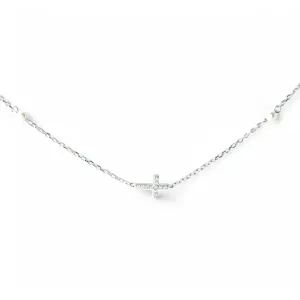 Colar Choker Cruz Prata 925 com Pérolas e Zircônias