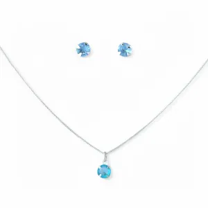 Conjunto Ponto de Luz Prata 925 Azul