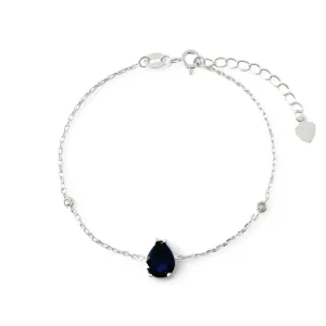 Pulseira Gota Prata 925 com Zircônias Azul Royal