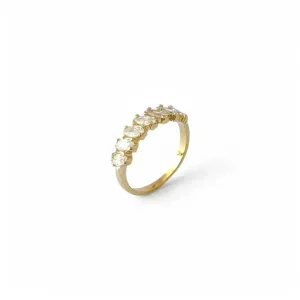 Anel 7 Pedras Banhado a Ouro 18k com Zircônias