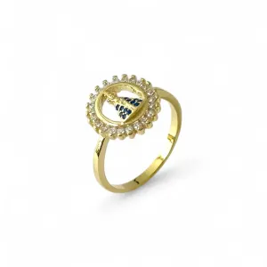 Anel Banhado a Ouro 18K Nossa Senhora com Microzircônias
