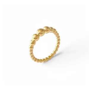 Anel Bolinhas 360º Banhado a Ouro 18k