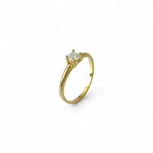 Anel Estilo Solitário Banhado a Ouro 18K Zircônia