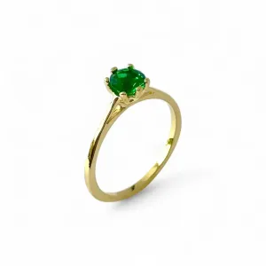 Anel Solitário Banhado a Ouro 18K Zircônia Verde