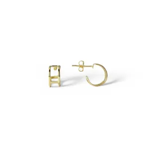 Brinco Argola Aberta Banhado a Ouro 18k 2 Linhas