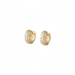 Brinco Argola Banhado a Ouro 18K  3 Linhas Zircônias - 1,0cm