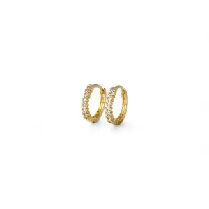 Brinco Argola Banhado a Ouro 18k com 1 Linha de Zircônias