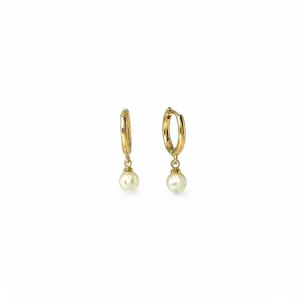 Brinco Argola Banhado a Ouro 18k com Pérola Pendurada