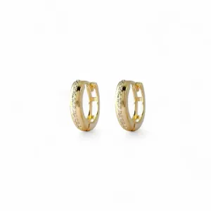 Brinco Argola Fina Banhado a  Ouro 18K 1 Linha Zircônia