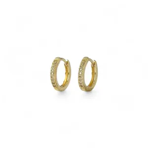 Brinco Argola Lisa Banhado a Ouro 18K 1 Linha Zircônias - 1cm