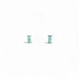 Brinco Azul Tiffany Prata 925 com Zircônia Retangular