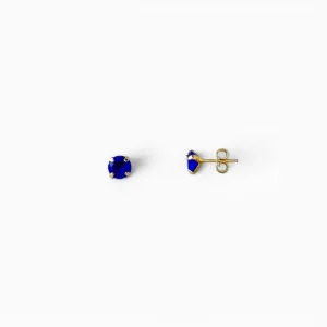 Brinco Banhado a Ouro 18k com Zircônia Azul Royal - 6mm