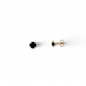 Brinco Banhado a Ouro 18k com Zircônia Preto - 6mm