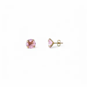 Brinco Banhado a Ouro 18k com Zircônia Rosa Claro - 10mm