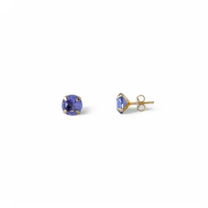 Brinco Banhado a Ouro 18k com Zircônia Roxo - 8mm