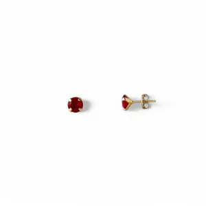 Brinco Banhado a Ouro 18k com Zircônia Vermelho - 6mm
