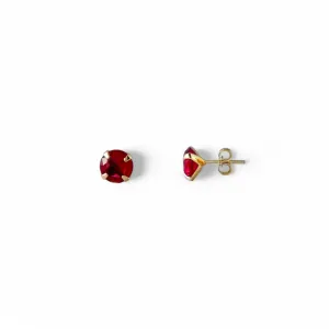 Brinco Banhado a Ouro 18k com Zircônia Vermelho - 8mm