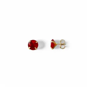 Brinco Banhado a Ouro 18K Zircônia Vermelho - 10mm