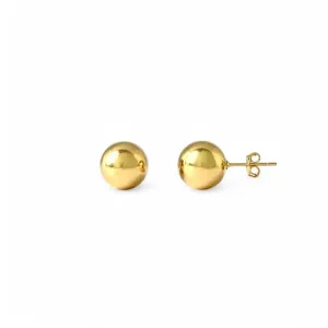 Brinco Bola Lisa Banhado a Ouro 18- 9mm