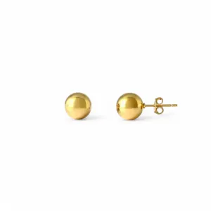 Brinco Bola  Lisa Banhado a Ouro 18K -9mm