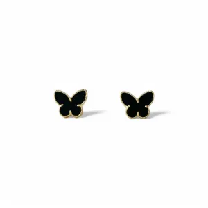 Brinco Borboleta Van Cleef Banhado a Ouro 18k Preto