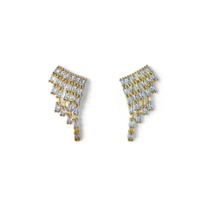Brinco Festa Cascata Banhado a Ouro 18k Zircônias