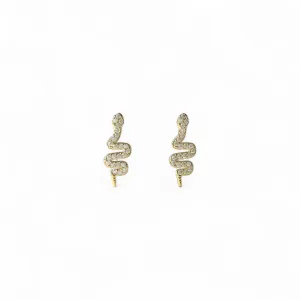 Brinco Cobra Banhado a Ouro 18k com Zircônias