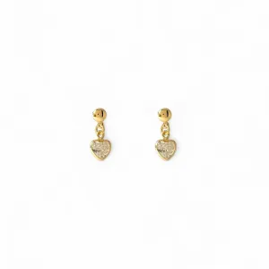 Brinco Coração Banhado a Ouro 18k com Zircônia Pendurada