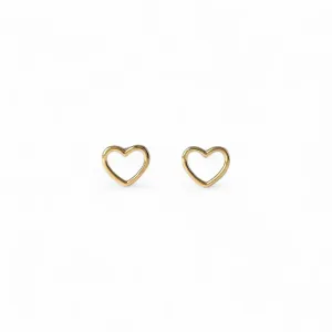 Brinco Coração Banhado a Ouro 18k Liso Vazado