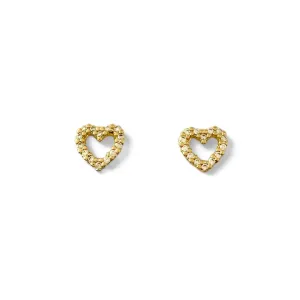 Brinco Coração Banhado a Ouro 18k Vazado com Zircônias