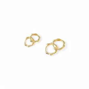 Brinco Dupla Argola  Banhada a Ouro 18K Trabalhada