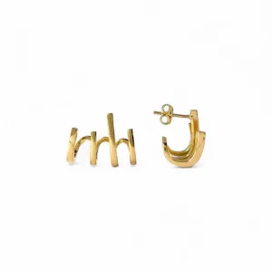 Brinco Ear Cuff 4 Linhas Lisas Banhado a Ouro 18k