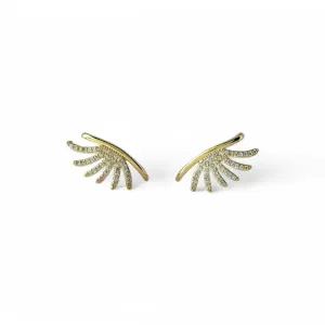 Brinco Ear Cuff Asas Banhado a Ouro 18k Zircônias
