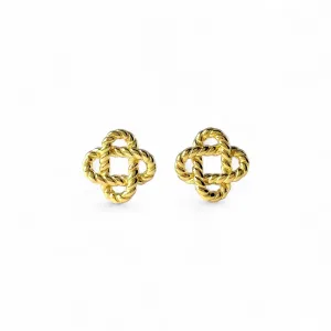 Brinco Estilo Trevo Banhado a Ouro 18k Vazado Trançado