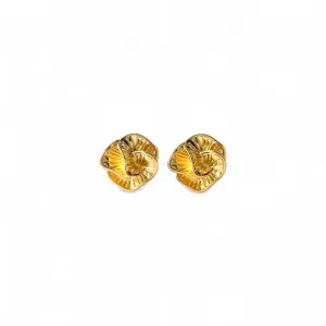 Brinco Flor Rosa Banhado a Ouro 18k Trabalhado
