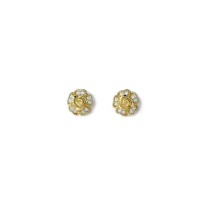 Brinco Flor Rosa Banhado a Ouro 18k Zircônias