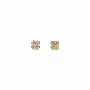 Brinco Flor Trevo Banhado a Ouro 18k com Zircônias