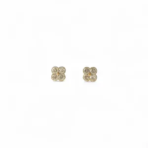 Brinco Flor Trevo Banhado a Ouro 18k com Zircônias